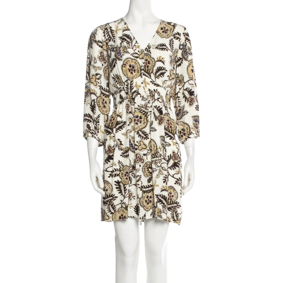 ba&sh Volver Floral Paisley Dress Ecru Size Small - Picture 2 of 11